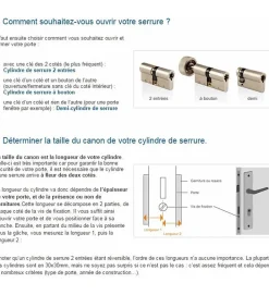 Cylindre de porte 30 x 60 mm debrayable avec 4 clés et carte de reproduction Barillet double entrée