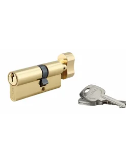 Cylindre de serrure à bouton, 30Bx50mm, anti-arrachement, laiton, 3 clés - THIRARD