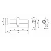 Cylindre de serrure à bouton 5G, 45Bx50mm, laiton, anti-arrachement, 5 clés - SP