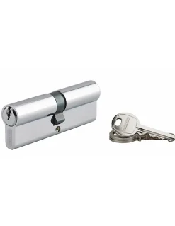 Cylindre de serrure double entrée Ecopro, 45x45mm, aluminium, anti-arrachement, 3 clés, nickel - SP