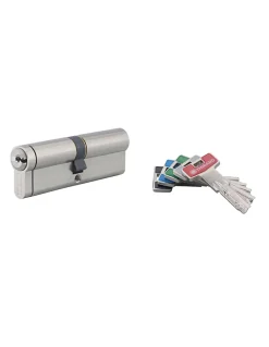 Cylindre de serrure double entrée T2, 45x45mm, nickel, débrayable, 5 clés - THIRARD