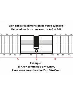 Cylindre de serrure double entrée, 35x35mm, débrayable, anti-arrachement, laiton, 3 clés - THIRARD