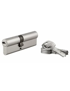 Cylindre de serrure double entrée Trafic 6, 40x50mm, nickel, anti-arrachement, anti-perçage, 5 clés - THIRARD