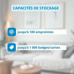 Cylindre électronique de serrure connecté locky-10 bio à empreinte digitale et badge rfid mifare
