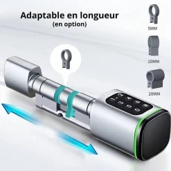 Cylindre électronique de serrure connecté locky-10 code à code et badge rfid mifare