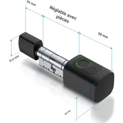 Cylindre Électronique de Serrure Connectée Ouverture Code, RFID & Smartphone