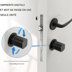 Cylindre Électronique de Serrure Connectée Ouverture Code, RFID & Smartphone