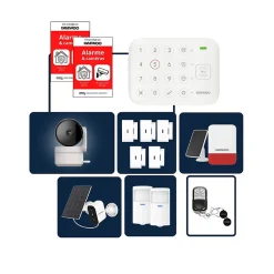 Daewoo - Alarme Maison Wifi Sans Fil Vigilia VIG503 - Kit Complet avec 2 Caméras Full HD intérieur / extérieur solaire et 11 Acces