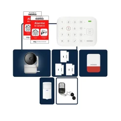 Daewoo Alarme Maison Wifi Sans Fil Vigilia VIG501 - Kit Complet avec Caméra Full HD intérieur et 8 Accessoires