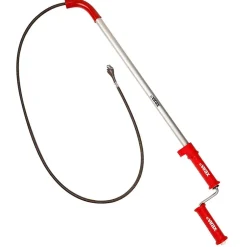 Déboucheur canne WC Virax 160 cm - tête vrille, double spire acier, poignée plastique