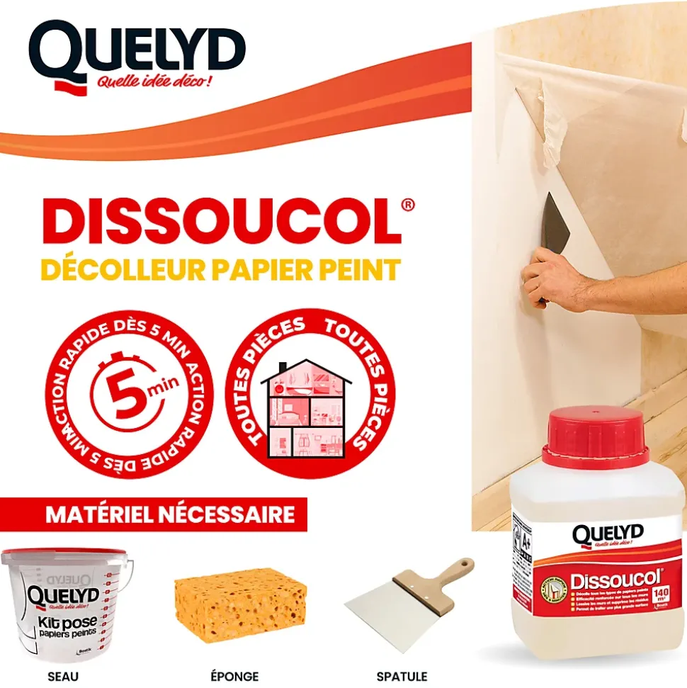 Décolleur de papier peint Dissoucol - surface de couverture 140 m² - contenance 0,25 L - Quelyd 30611831