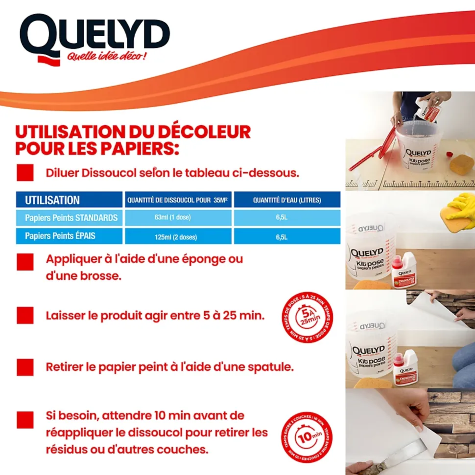 Décolleur de papier peint Dissoucol - surface de couverture 140 m² - contenance 0,25 L - Quelyd 30611831