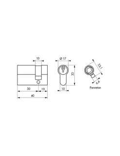Demi-cylindre de serrure Ecopro, 30x10mm, anti-arrachement, 3 clés, nickel - SP