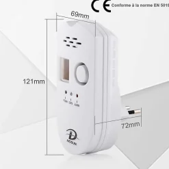 Detecteur de gaz naturel. gpl et charbon alarme sonore affichage led modele brj-502 - D MODUN