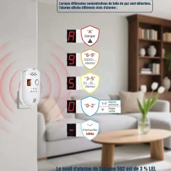 Detecteur de gaz naturel. gpl et charbon alarme sonore affichage led modele brj-502 - D MODUN