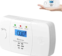 Detecteur de monoxyde de carbone avec alarme 85 dB et led rectangulaire L.12.5 x l.7.5 x H.2.8 cm - HEIMAN