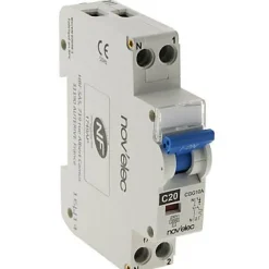 Disjoncteur 20A Nov'Elec Resi9 230 V 2 pôles