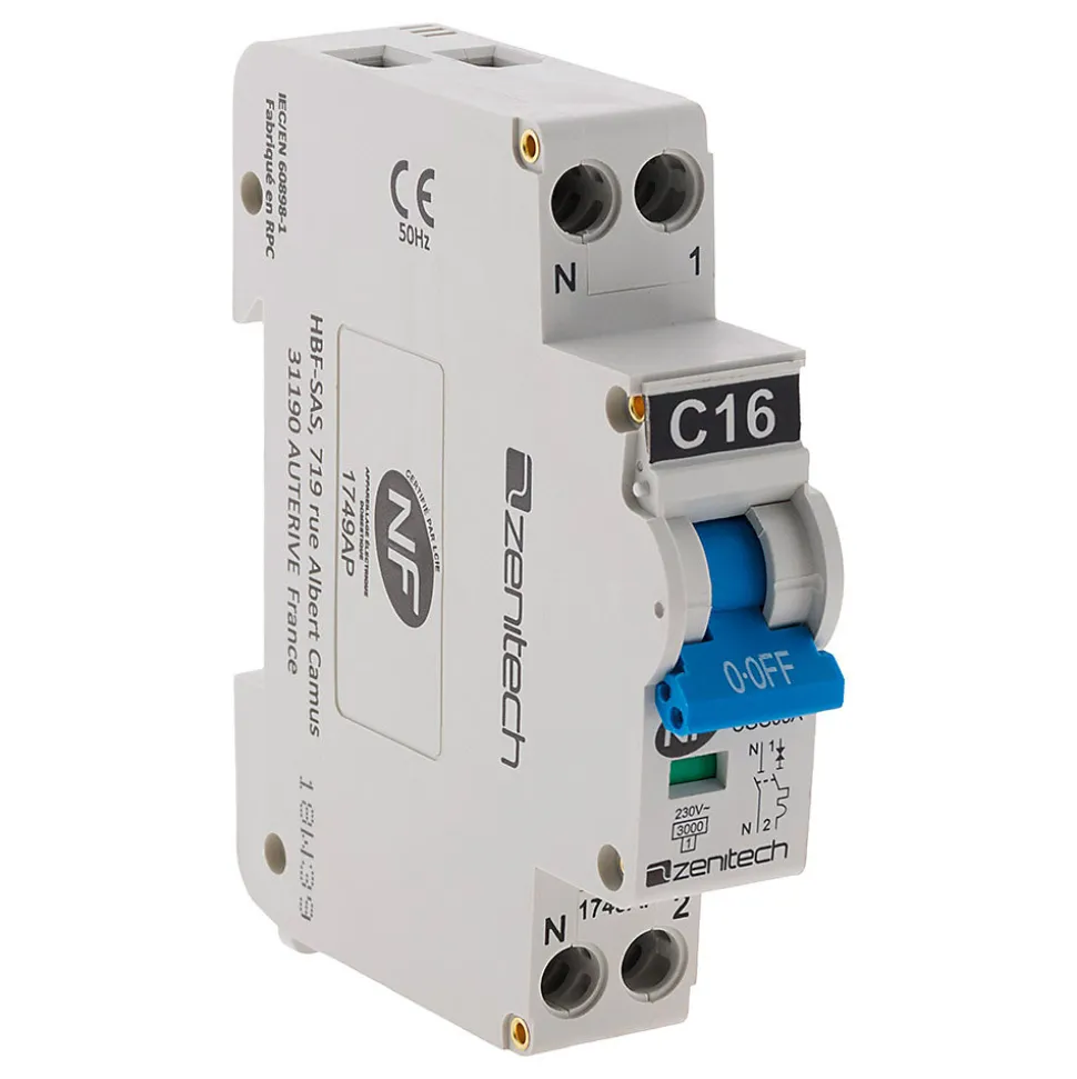 Disjoncteur 16A PH/N - NF - Zenitech