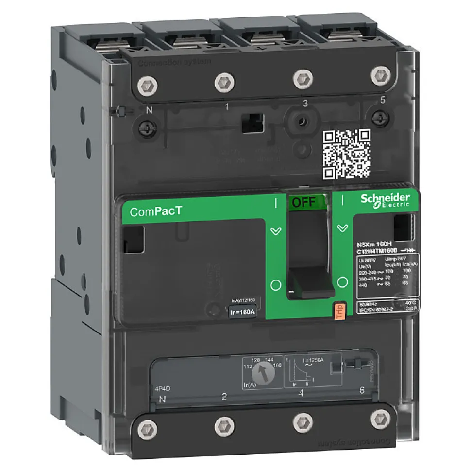 Disjoncteur ComPacT NSXmF Schneider Electric - TM-D 100A - 4P - 36kA - Borne à cosses