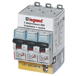 Disjoncteur DNX3 unipolaire + neutre 20A Legrand vendu par 3 pièces