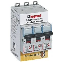 Disjoncteur DNX3 unipolaire + neutre 20A Legrand vendu par 3 pièces