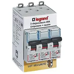 Disjoncteur DNX3 unipolaire + neutre 20A Legrand vendu par 3 pièces