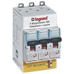 Disjoncteur DNX3 unipolaire + neutre 10A Legrand vendu par 3 pièces