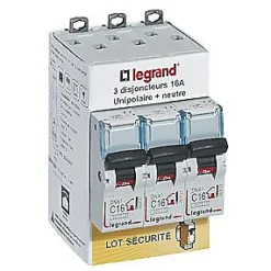 Disjoncteur DNX3 unipolaire + neutre 16A Legrand vendu par 3 pièces