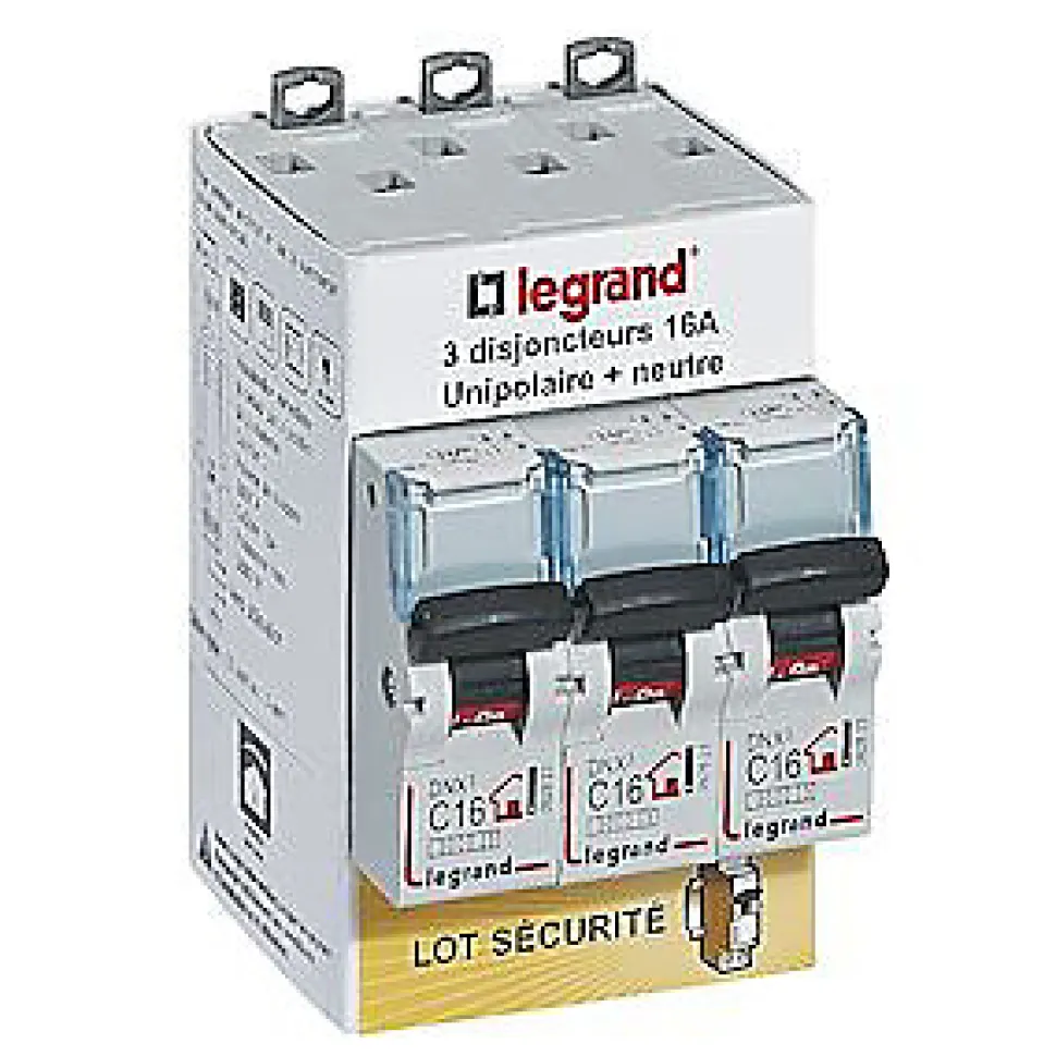 Disjoncteur DNX3 unipolaire + neutre 16A Legrand vendu par 3 pièces