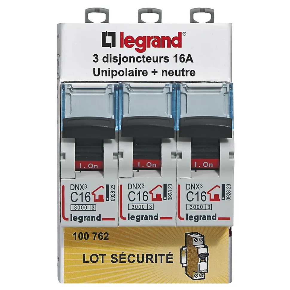 Disjoncteur DNX3 unipolaire + neutre 16A Legrand vendu par 3 pièces