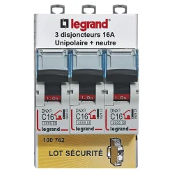 Disjoncteur DNX3 unipolaire + neutre 16A Legrand vendu par 3 pièces
