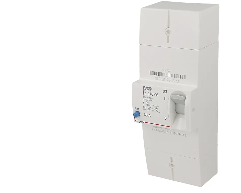 Disjoncteur EDF monophasé sélectif 60A Baco Legrand