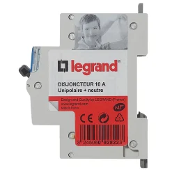 Disjoncteur Phase + neutre 10A Legrand
