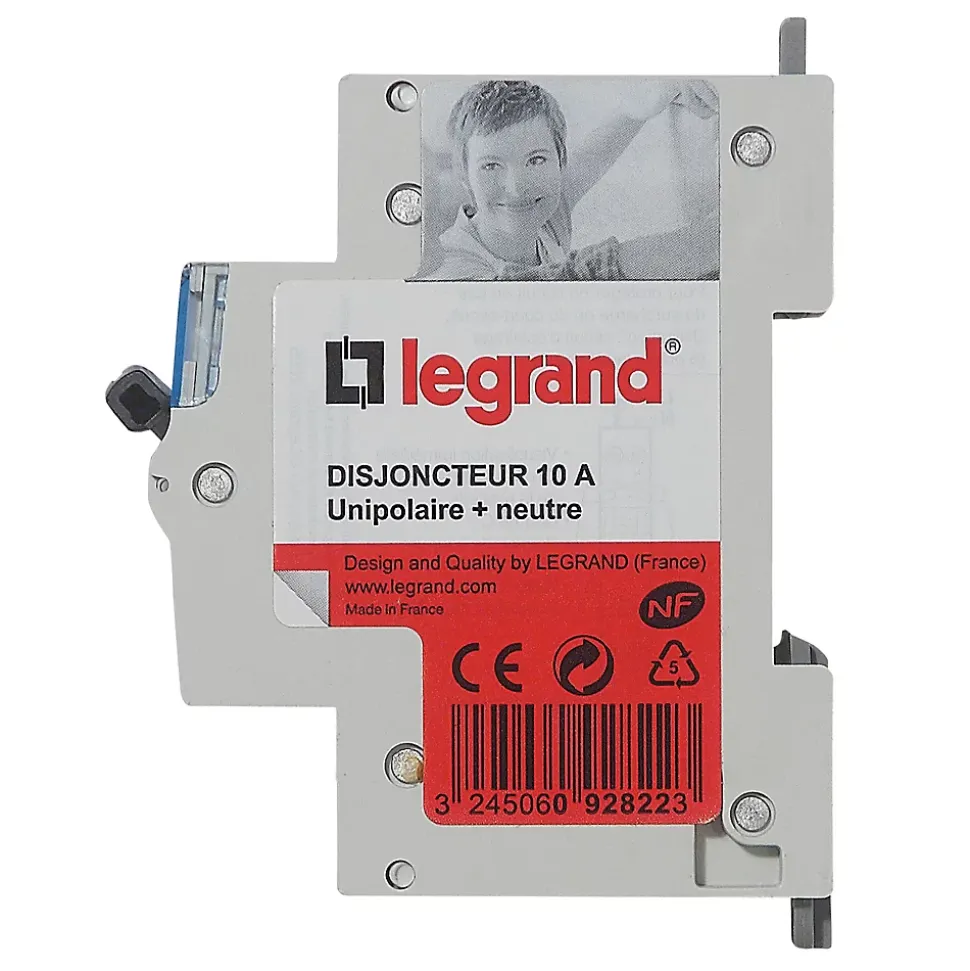 Disjoncteur Phase + neutre 10A Legrand
