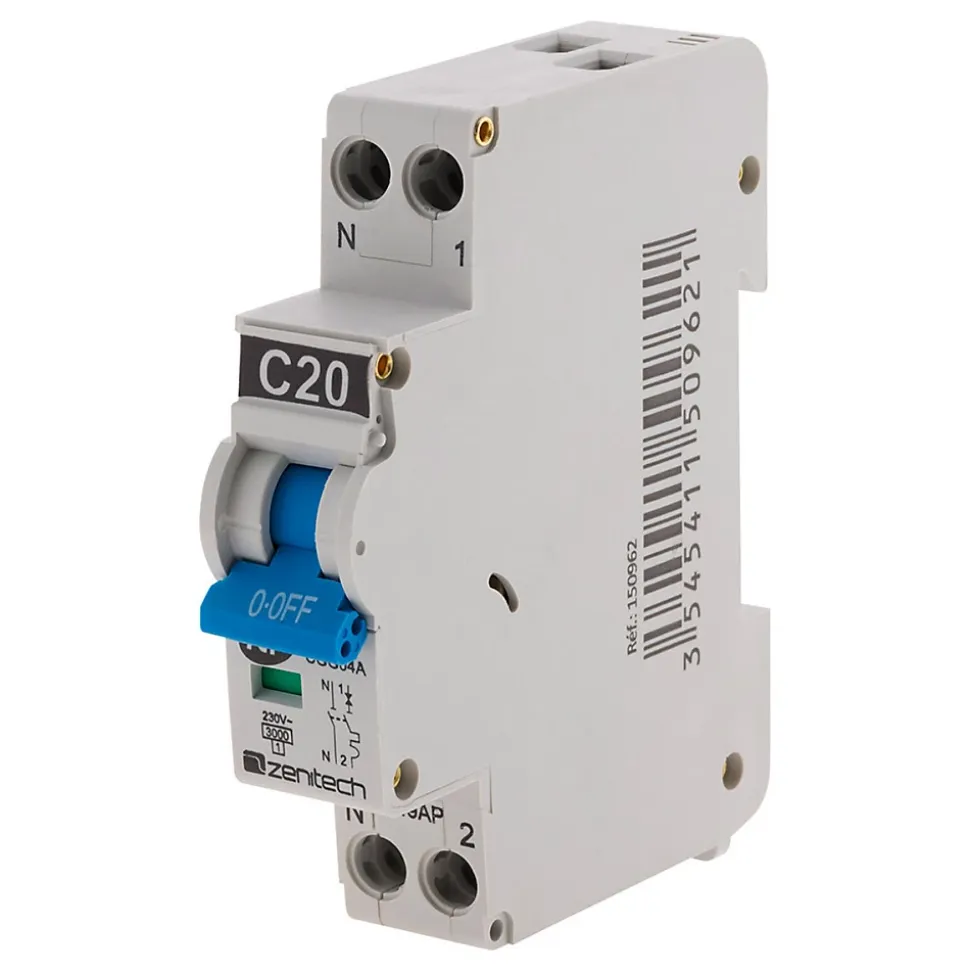 Disjoncteur PH/N 20A cumulus + chauffe-eau Zenitech