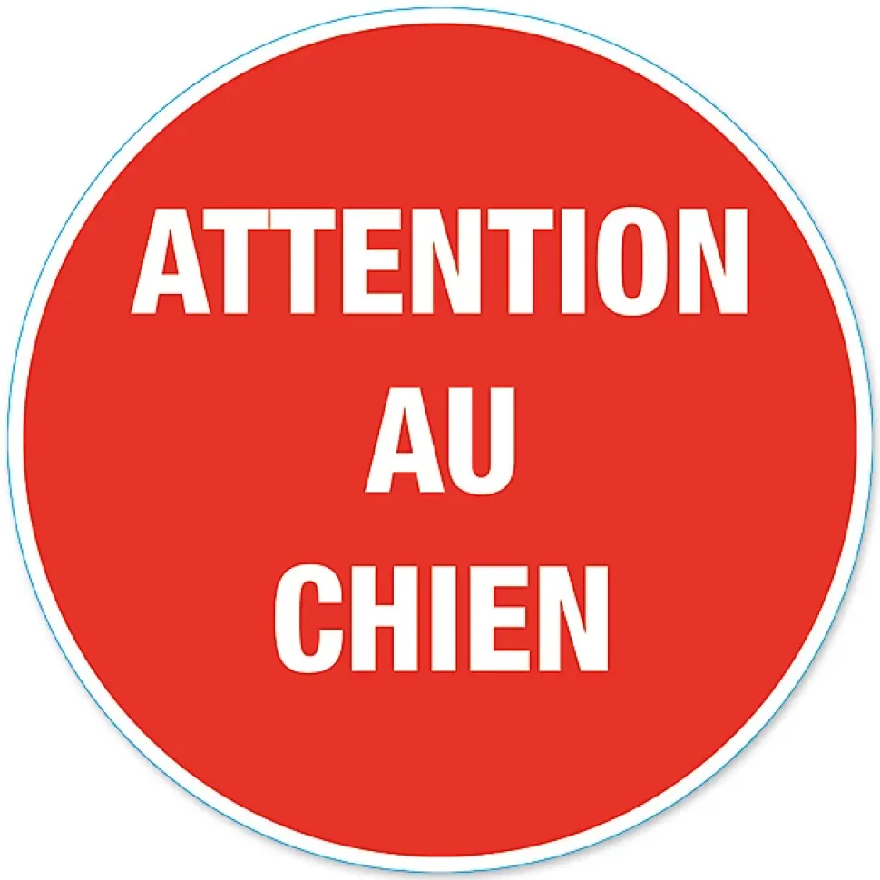 Disque de signalisation "Attention au chien" Ø17