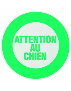 Disque de signalisation Attention au chien, polystyrène rigide adhésif, diamètre 180mm - THIRARD