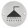 Disque de signalisation Douche , à visser, inox brossé, marquage noir, diamètre 76mm - THIRARD