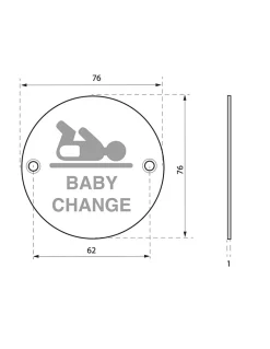 Disque de signalisation Espace Bébé , à visser, inox brossé, marquage noir, diamètre 76mm - THIRARD