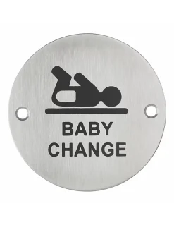 Disque de signalisation Espace Bébé , à visser, inox brossé, marquage noir, diamètre 76mm - THIRARD
