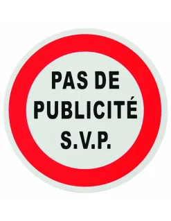Disque de signalisation Pas de publicité, polystyrène rigide adhésif, diamètre 80mm - THIRARD