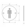 Disque de signalisation WC Homme , à visser, inox brossé, marquage noir, diamètre 76mm - THIRARD