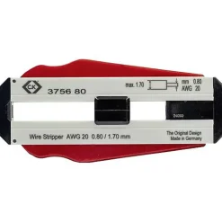 Dénudeur de fil C.K T3756 0,80 mm adapté pour fils PVC et PTFE, butée réglable, lames en acier trempé