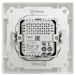 Double chargeur usb A + C complet Schneider Electric Asfora blanc
