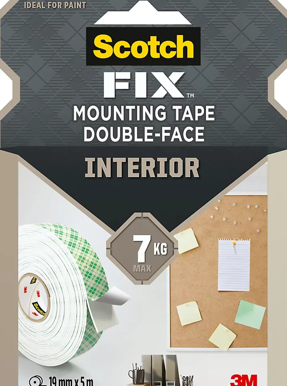 Double face intérieur 3M 19 mm x 5 m blanc, 7 kg