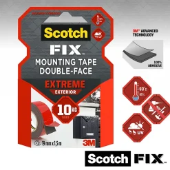 Double face intérieur Scotch Extrême 19 mm x 1.5 m noir, 10 kg
