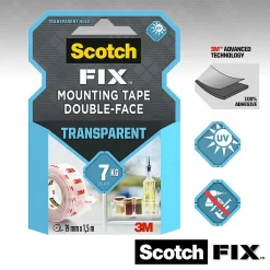 Double face intérieur Scotch Extrême 19 mm x 1.5 m transparent, 7 kg