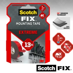 Double face 3M Extrême 19 mm x 3 m transparent, 10 kg