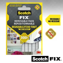 Double face repositionnable 3M 11 x 15 mm blanc, 36 carrés 300 g