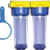 Double filtre 3/4'' BYPASS anti-calcaire avec équerre et cartouche - POLAR - FD34CBP